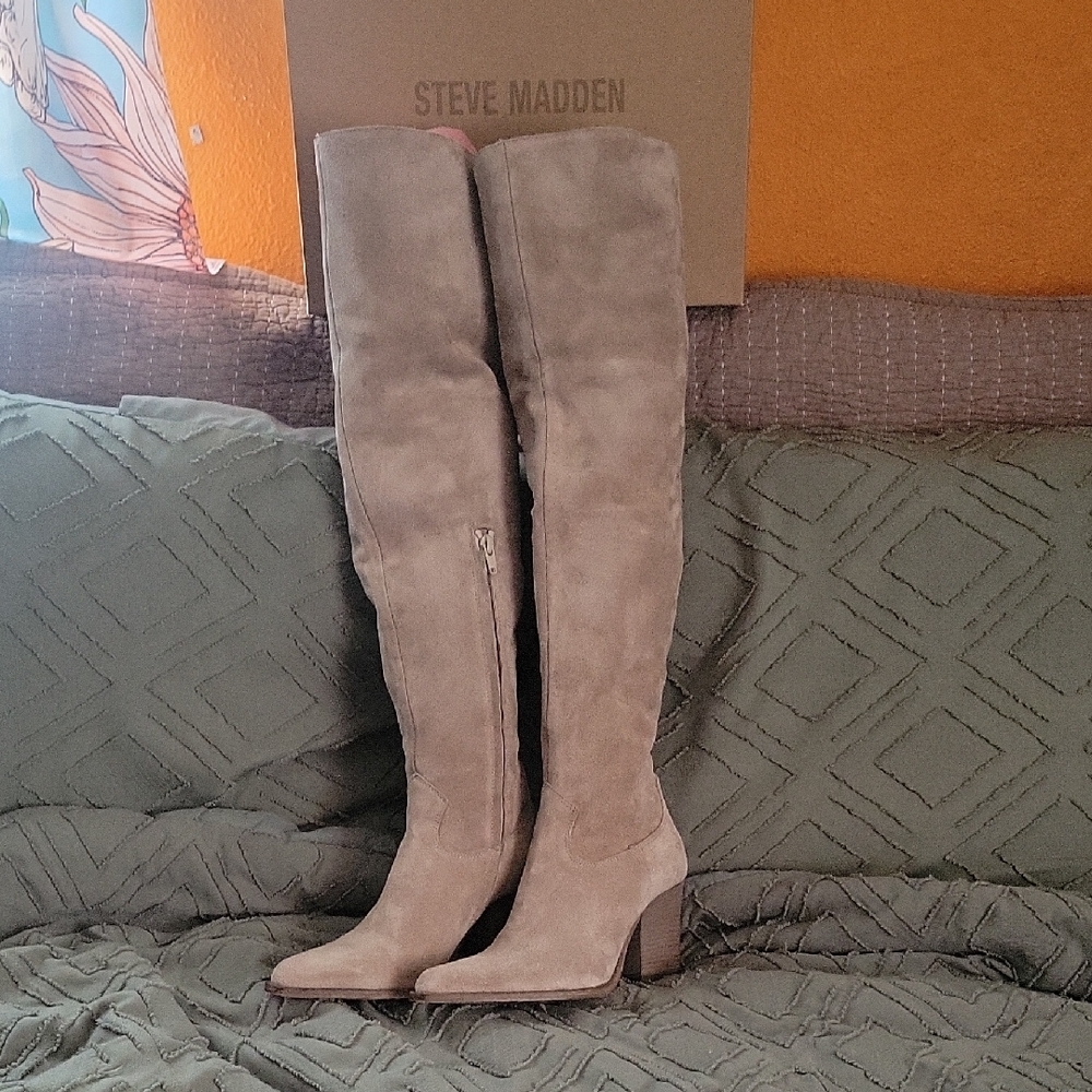 Steve Madden Beige Over-the-Knee Boots